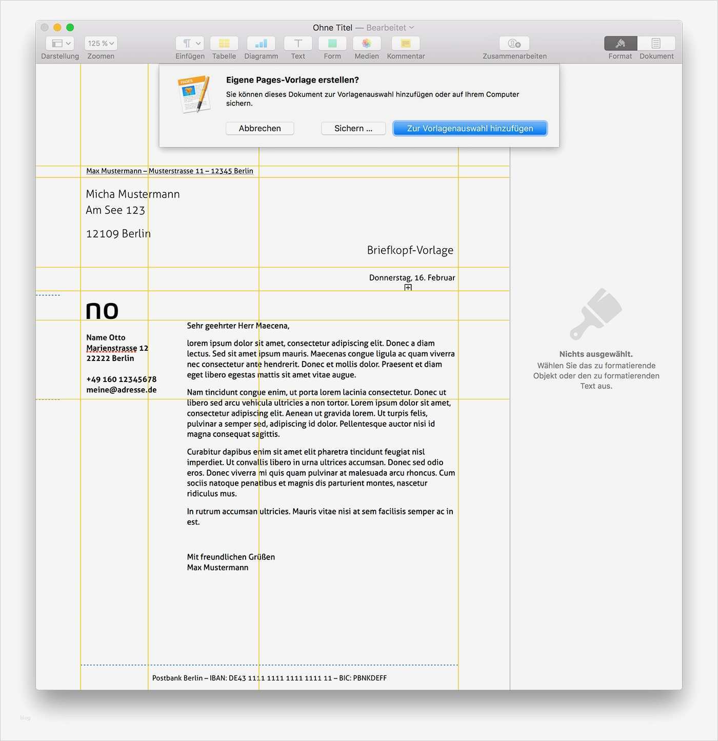 Gefährdungsbeurteilung Vorlage Bg Rci Genial Mac Tipp Persönlichen Briefkopf Als Feste Pages Vorlage