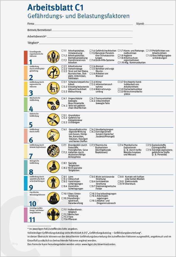 Gefährdungsbeurteilung Vorlage Bg Rci Hübsch A 1 11 Gefährdungsbeurteilung Bg Rci