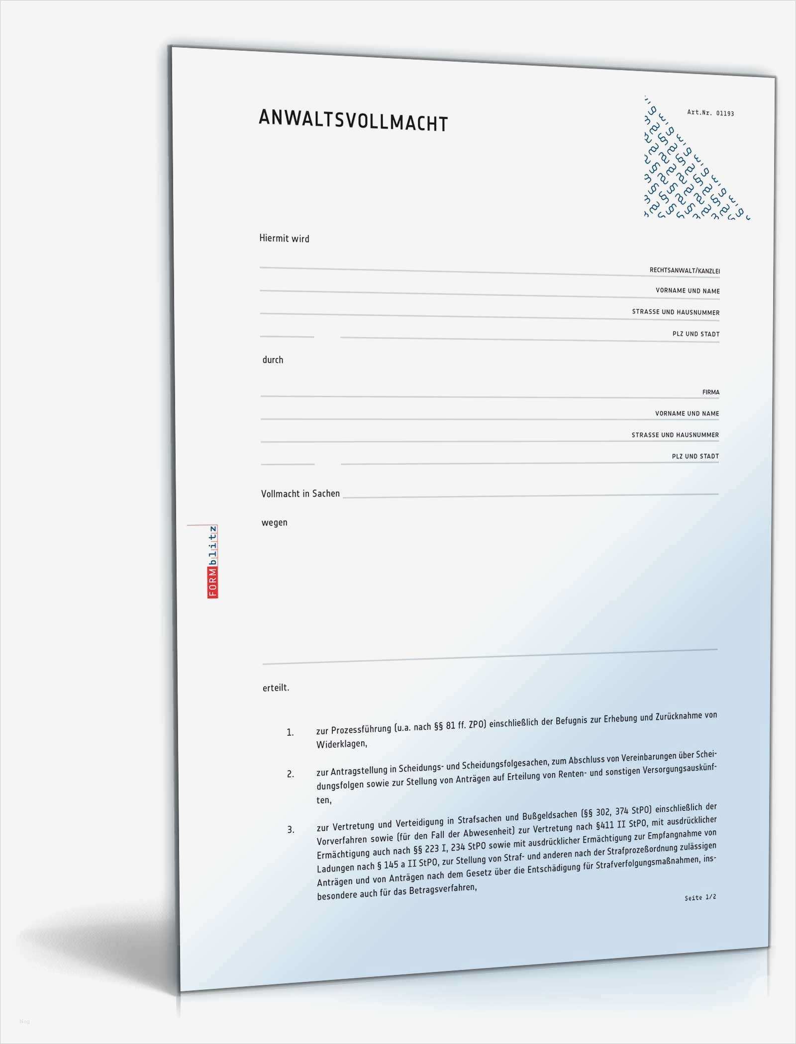 Gegendarstellung Muster Vorlage Zum Download Erstaunlich Anwaltsvollmacht Rechtssicheres Muster Zum Download