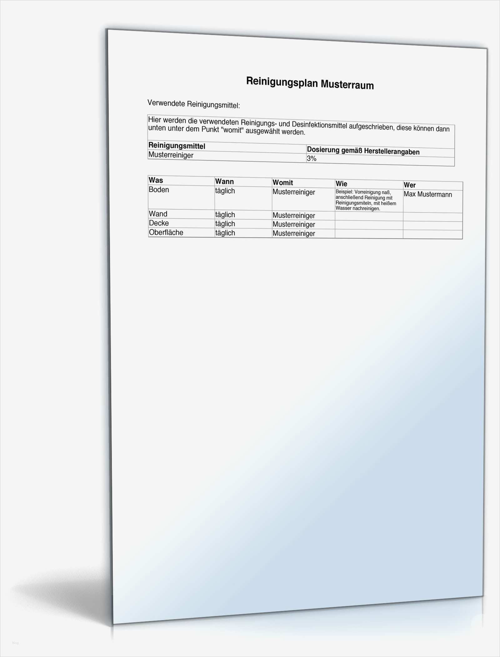 Gegendarstellung Muster Vorlage Zum Download Hübsch Reinigungsplan Musterraum