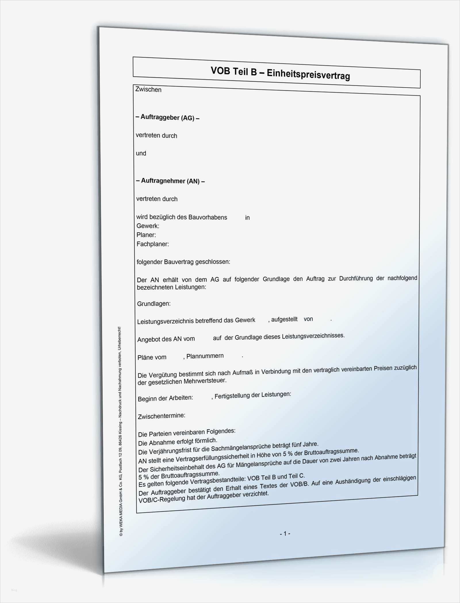 Gegendarstellung Muster Vorlage Zum Download Wunderbar Vob B Bauvertrag Einheitspreisvertrag