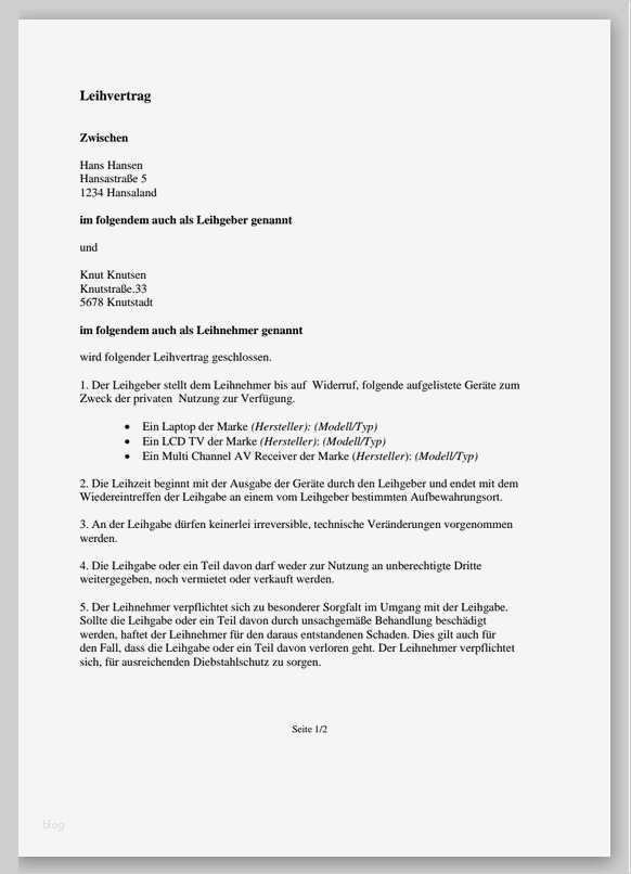 Geld Leihen Privat Vertrag Vorlage Beste Einfacher Leihvertrag Muster