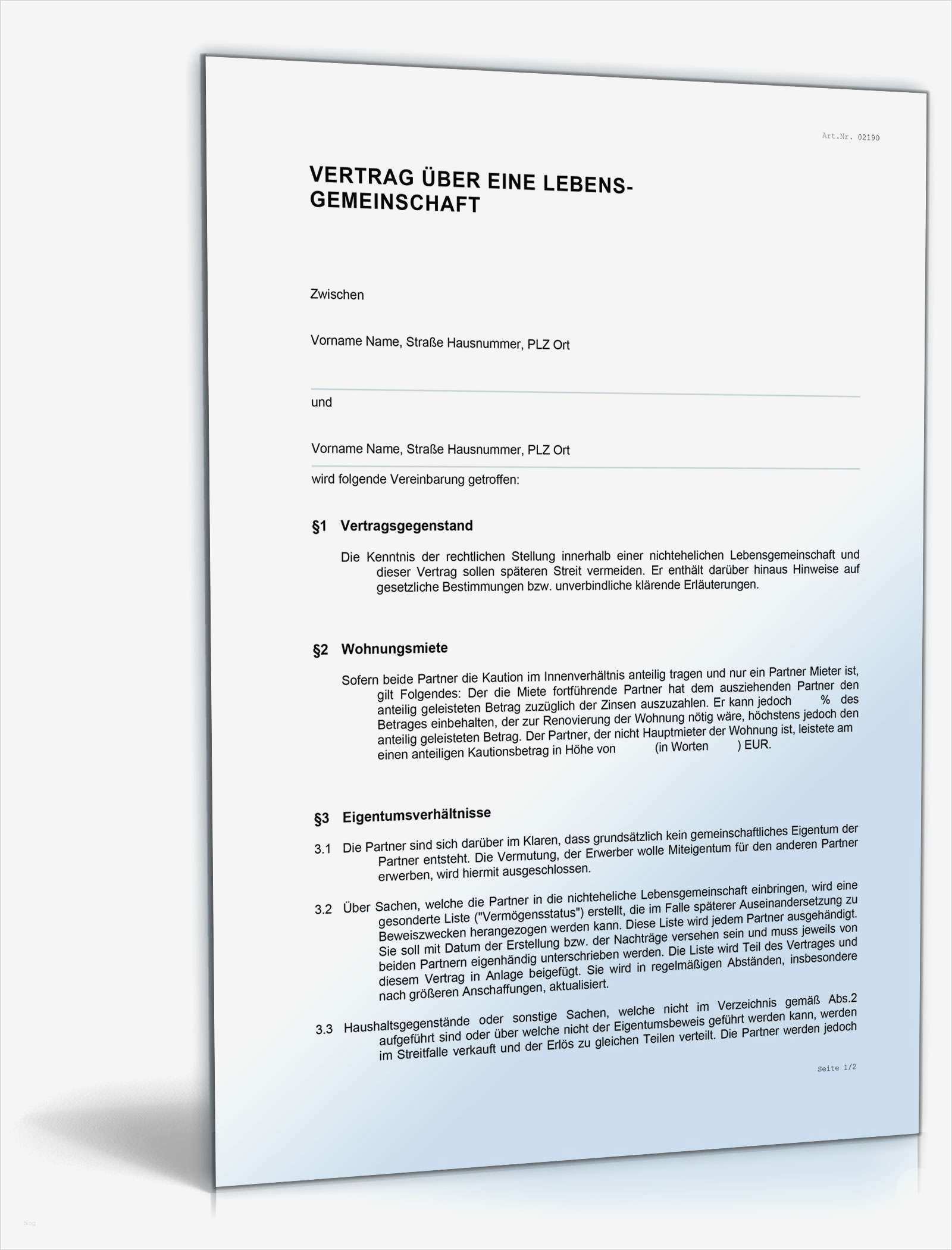 Geld Leihen Privat Vertrag Vorlage Schön Vertrag Nichteheliche Lebensgemeinschaft