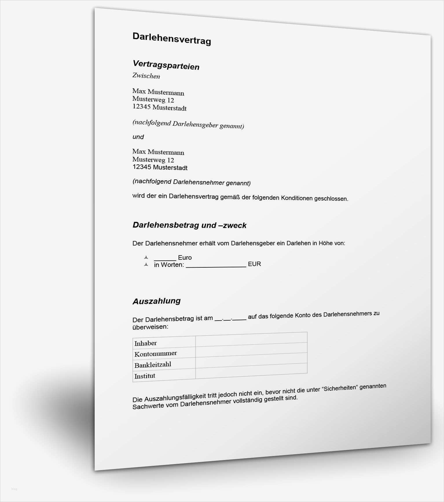 Geld Leihen Von Privat Vertrag Vorlage Schön Kündigung Mietvertrag Muster