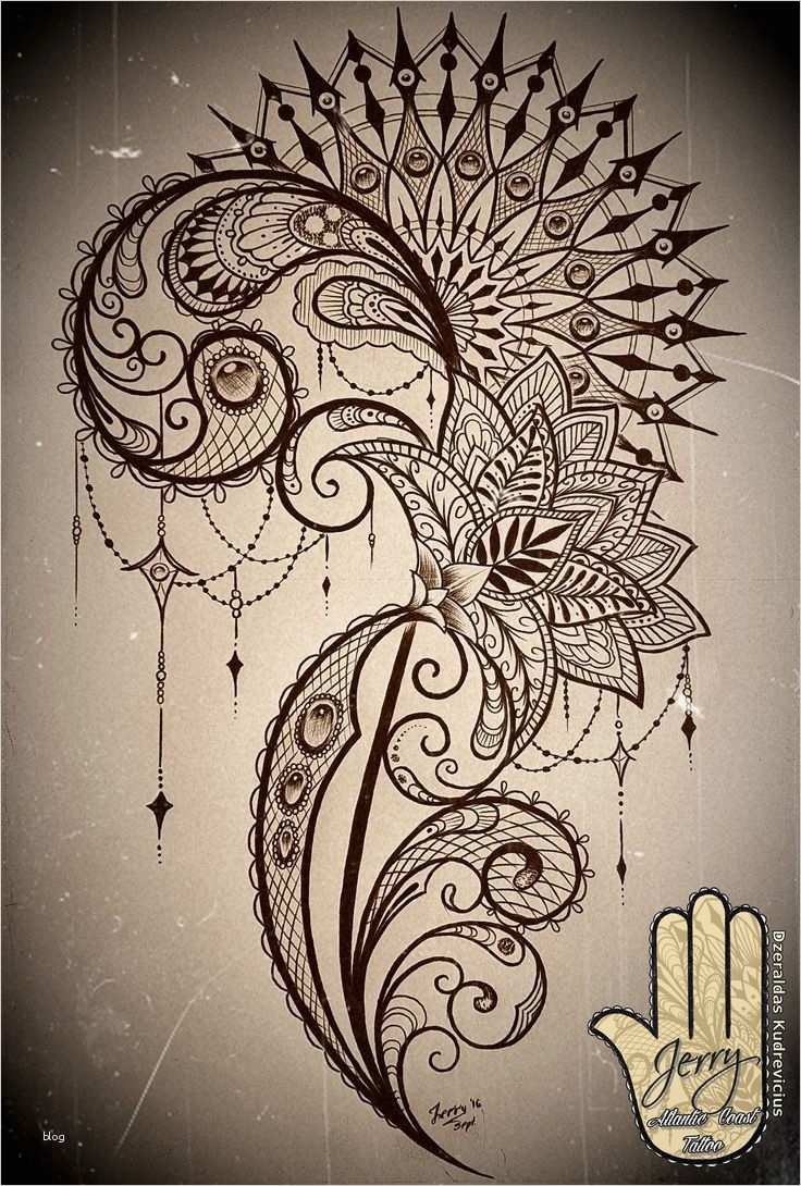 Geometrische ornamente Vorlagen Bewundernswert Mandala and Lace Thigh Tattoo Concept Design with Lotus