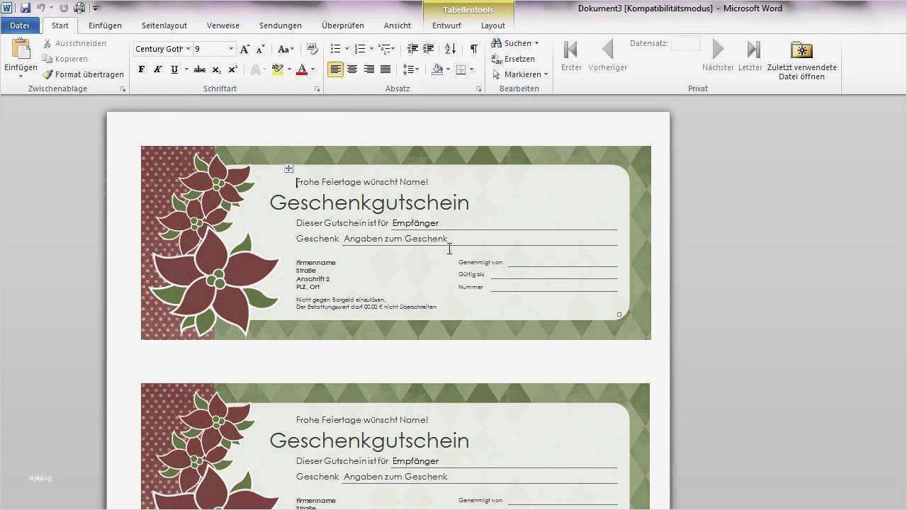 Geschenkgutschein Word Vorlage Schön Gutschein Vorlage Word Genial Word Geschenkgutscheine