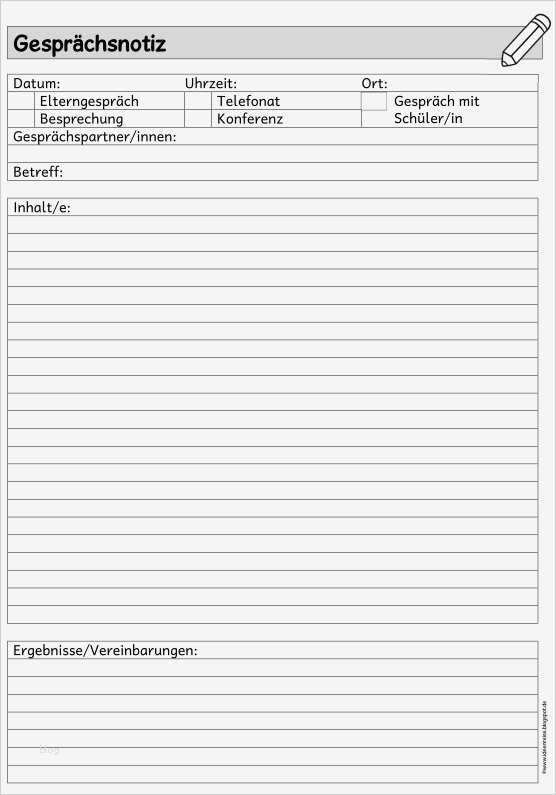 Gesprächsnotiz Vorlage Din A5 Gut Ideenreise ordnermaterial "elternarbeit"