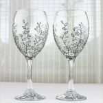 Gläser Bemalen Vorlagen Bewundernswert Wein Gläser Silber &amp; White Floral Design Gläser Hochzeit