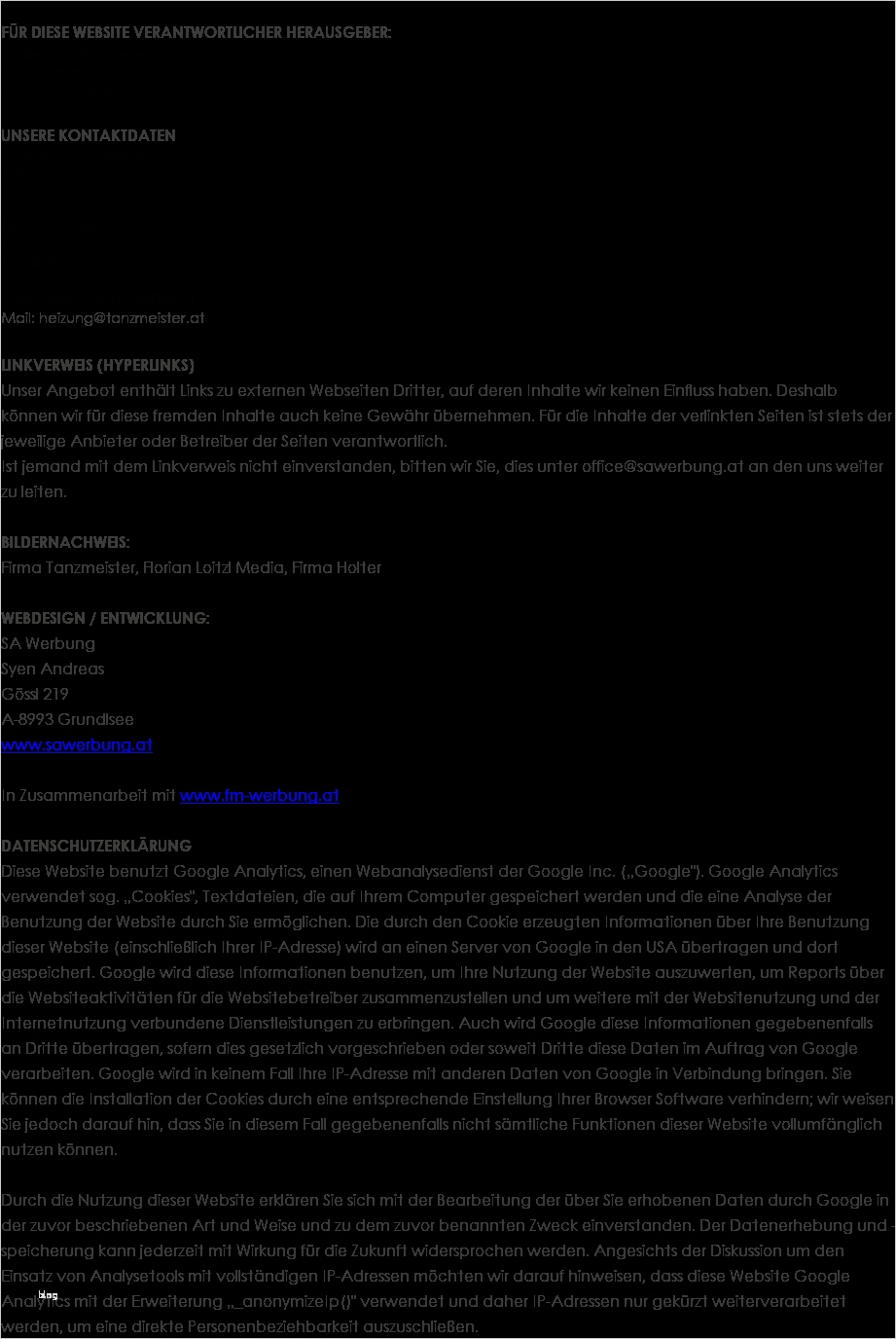 Google Analytics Impressum Vorlage Erstaunlich Impressum