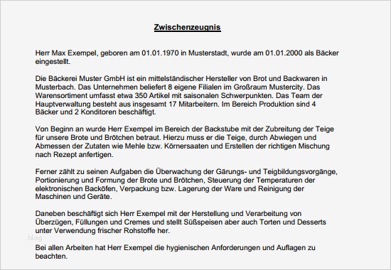 Gute Antwort Auf Negative Bewertung Vorlage Wunderbar Hier En Zwischenzeugnis Sehr Gut Bäcker