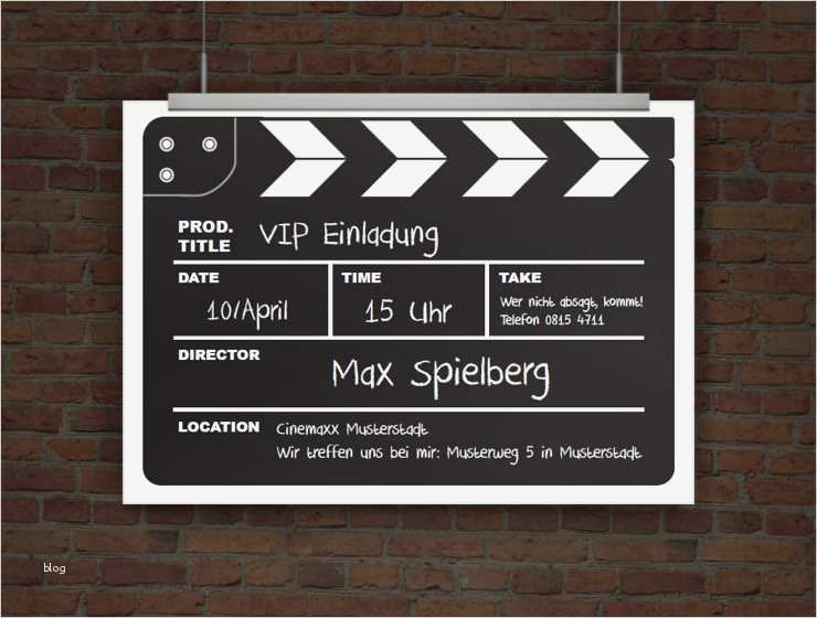 Gutschein Kino Vorlage Erstaunlich Drucke Selbst originelle Einladungskarte Kinogeburtstag