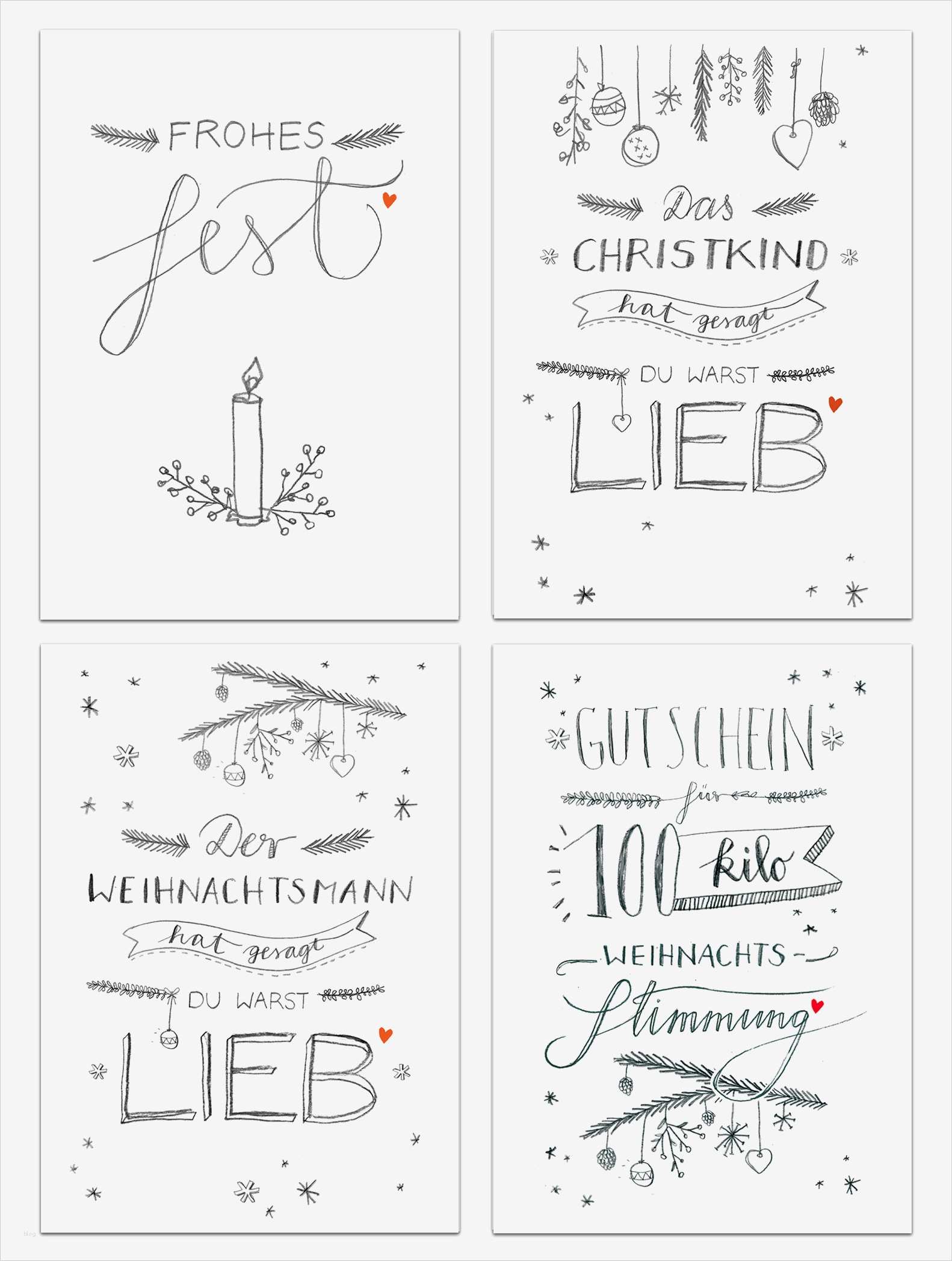 Gutschein Skifahren Vorlage Bewundernswert 12 Weihnachtskarten Mit 4 Motiven Im Handlettering Design