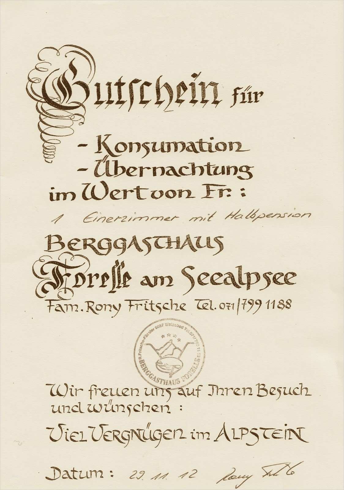 Gutschein übernachtung Vorlage Neu Bald Kriegt forelle Besuch