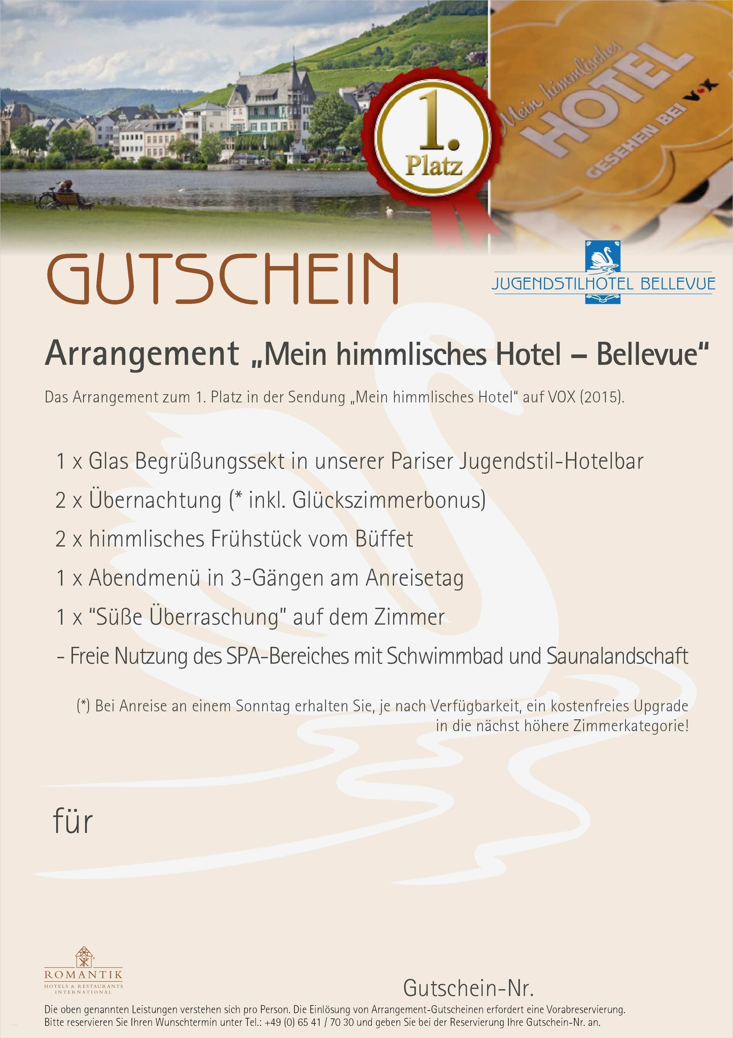 Gutschein übernachtung Vorlage Schönste Mein Himmlisches Hotel – Bellevue Webshop Des Romantik