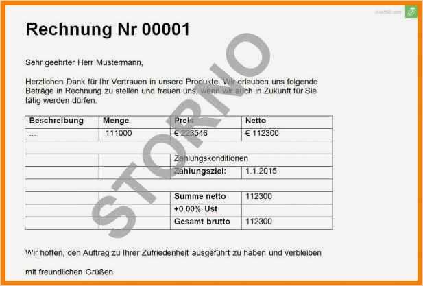 Gutschrift Rechnung Vorlage Erstaunlich 8 Stornorechnung Vorlage