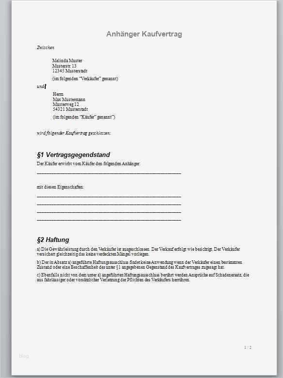 Haftungsausschluss Vorlage Pdf Süß Kaufvertrag Für Anhänger › Der Mustermann