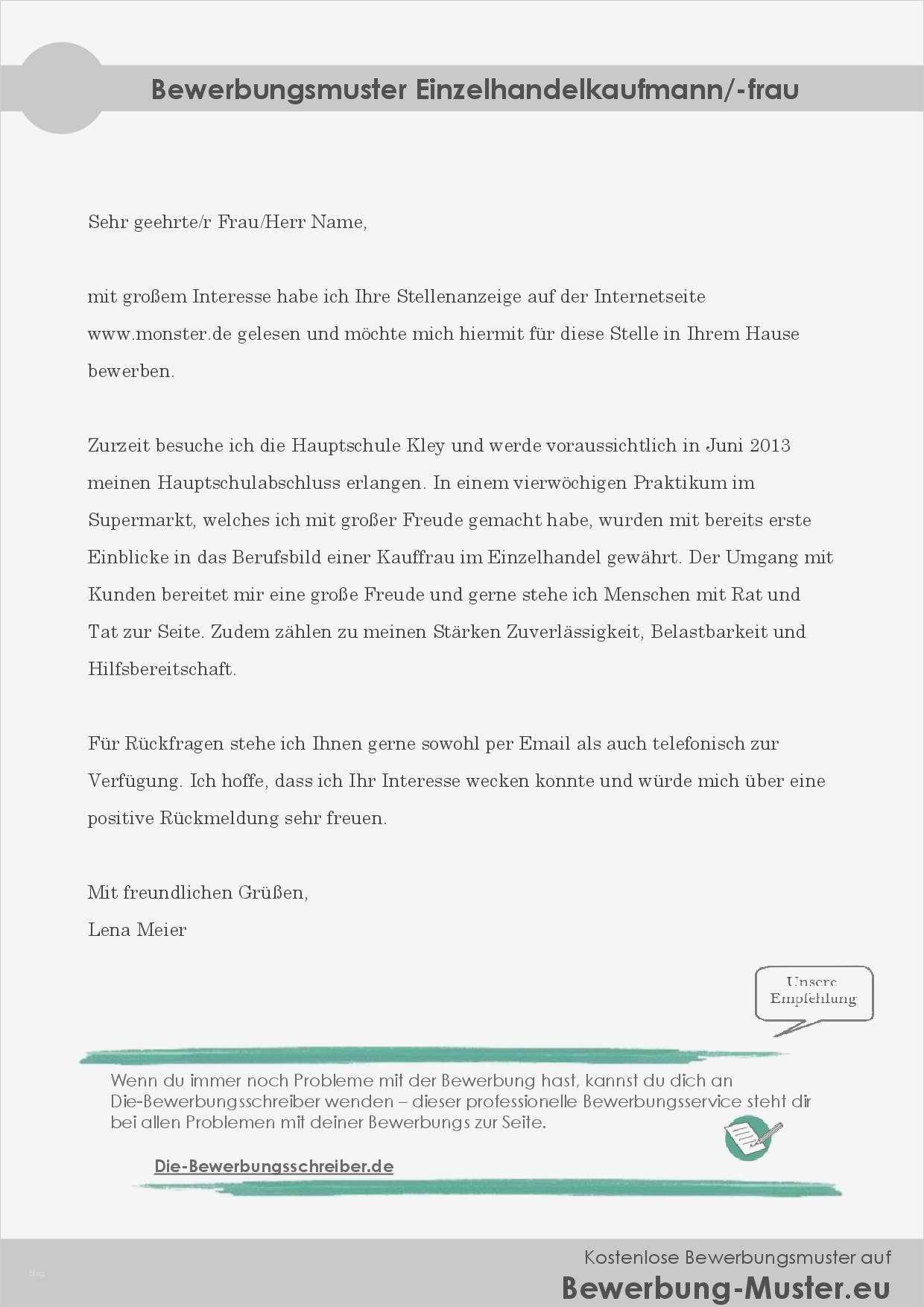 Handelsfachwirt Bewerbung Vorlage Wunderbar Bewerbungsvorlage Einzelhandelskaufmann Kauffrau