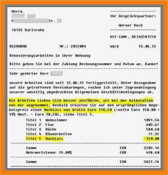 Handwerkerrechnung Muster Vorlage Cool 8 Handwerkerrechnung Muster