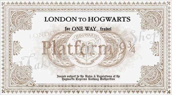 Harry Potter Brief Vorlage Cool Harry Potter Platform 9 3 4 Ticket Custom Harry Potter