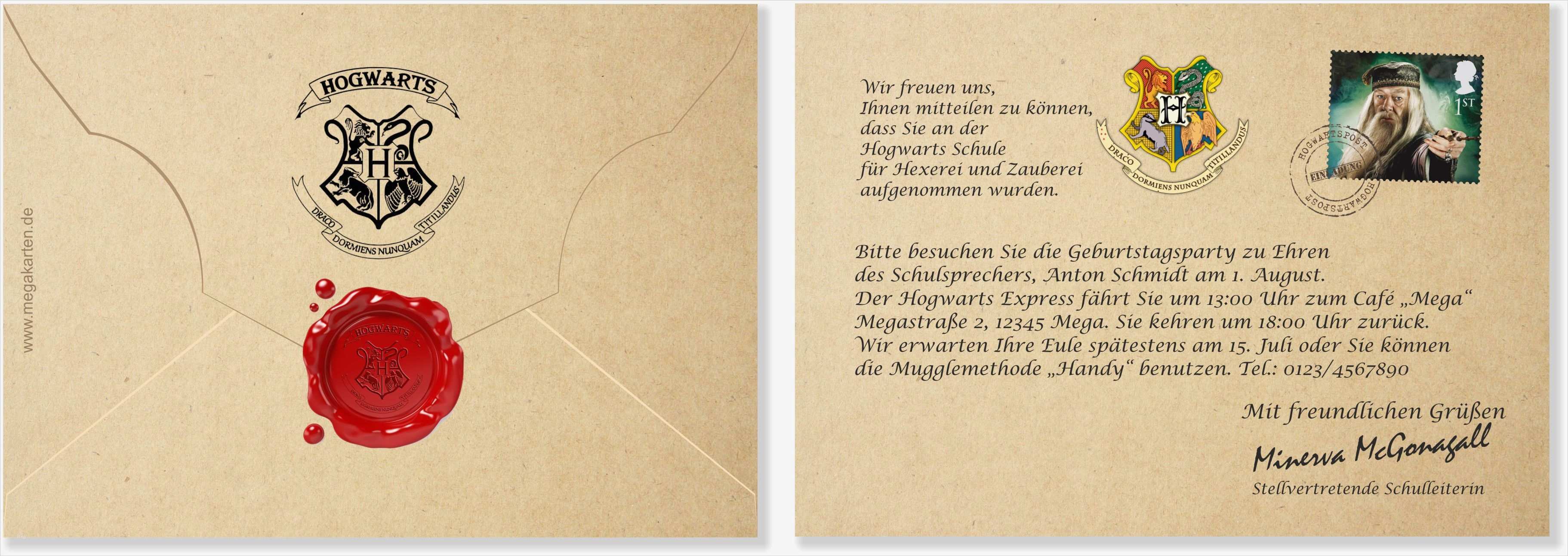 Harry Potter Brief Vorlage Einzigartig Harry Potter Geburtstagseinladung Vorlage