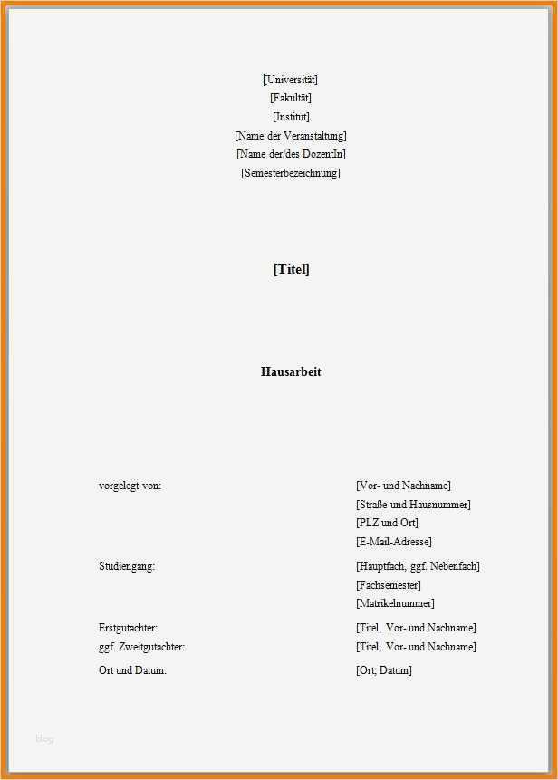 Hausarbeit Vorlage Word Elegant 8 Deckblatt ür Projektarbeit