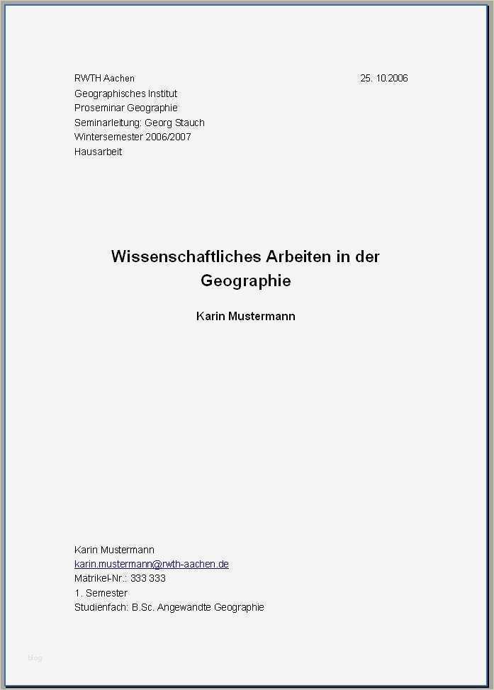 Hausarbeit Vorlage Word Wunderbar 20 Deckblatter Hausarbeit