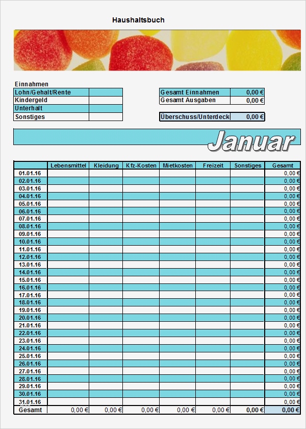 68 Großartig Haushaltsbuch Excel Vorlage Kostenlos 2015 Modelle