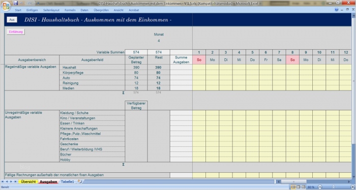 Haushaltsbuch Pdf Vorlage Großartig Disi Haushaltsbuch Auskommen Mit Dem Einkommen Download