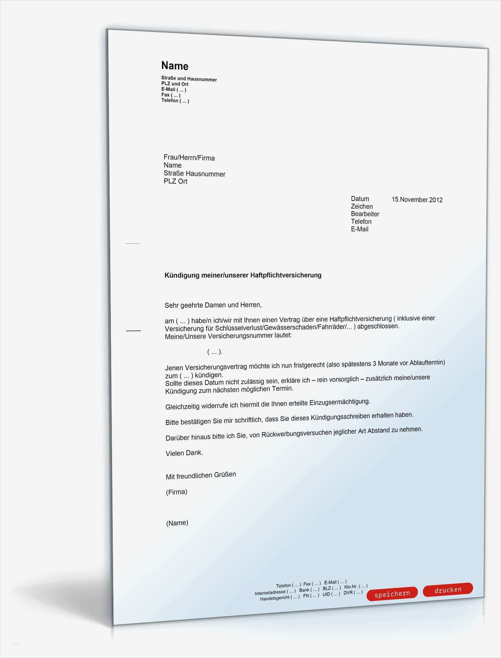 Hausratversicherung Kündigen Wegen Zusammenzug Vorlage Luxus Kündigung Haftpflichtversicherung Muster Vorlage Zum