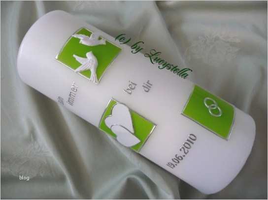 Hochzeitskerzen Selber Gestalten Vorlagen Erstaunlich Hochzeitskerze Modern Style Grün Silber Inkl Beschr