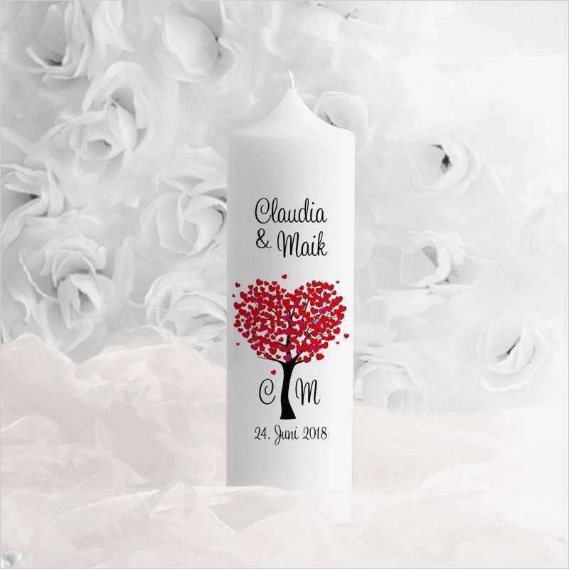 Hochzeitskerzen Selber Gestalten Vorlagen Fabelhaft Hochzeitskerze "baum Herzen" Hier Bestellen Und Schnell