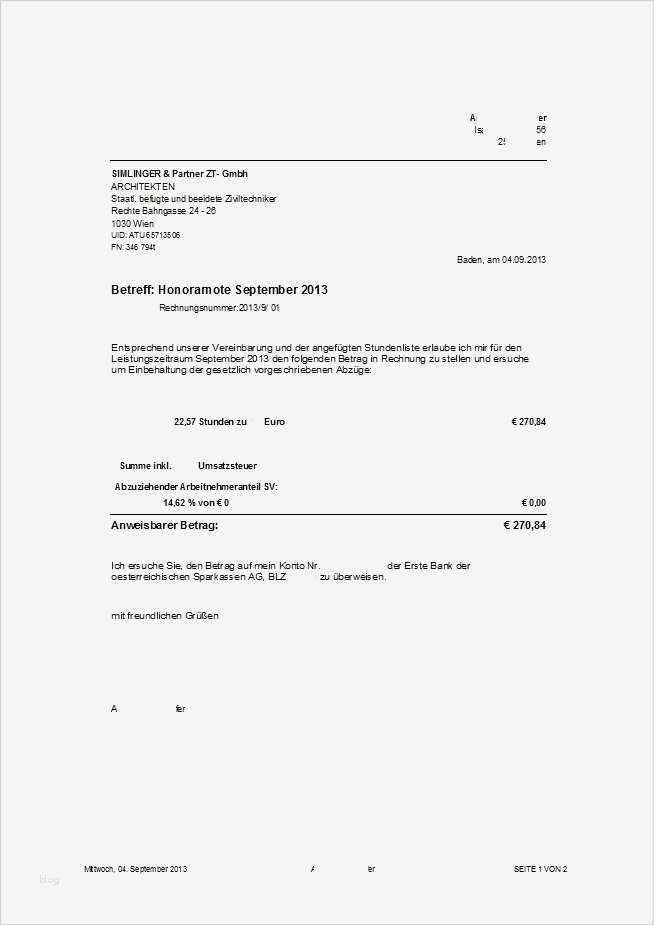 Honorarnote Vorlage österreich Bewundernswert Honorarnote Projekt