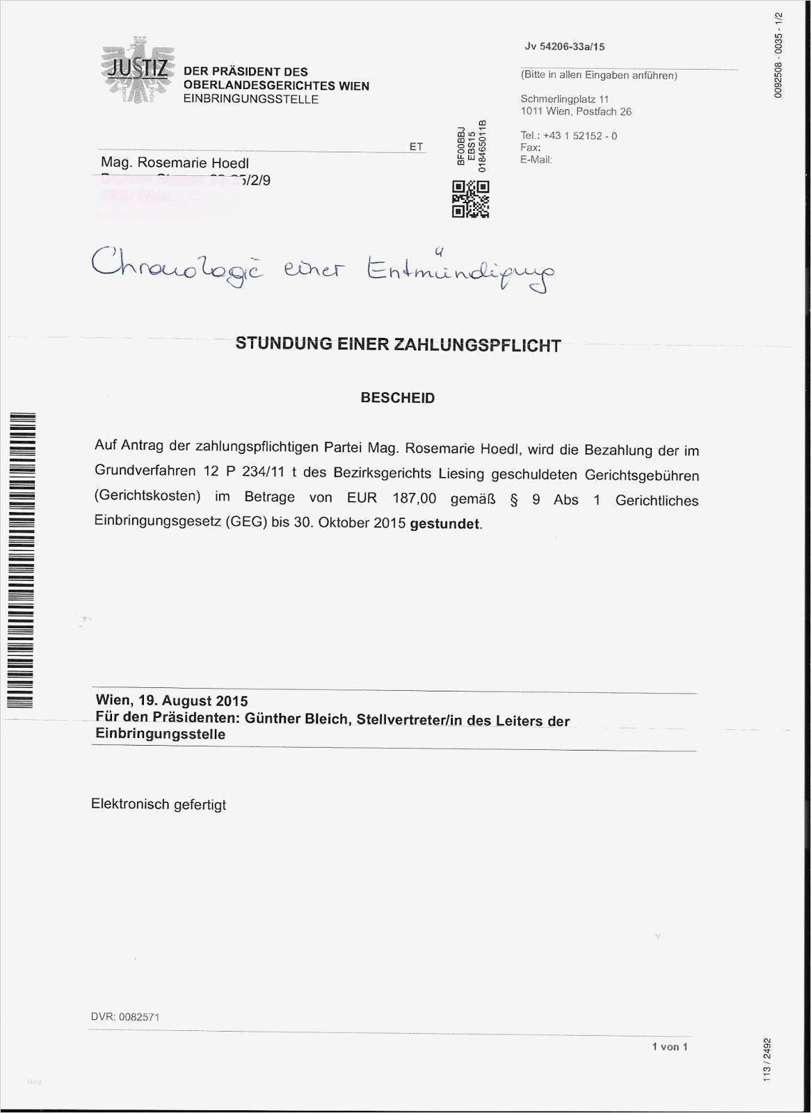 Honorarnote Vorlage österreich Cool Chronologie Einer EntmÜndigung Bescheid Olg Wien Januar