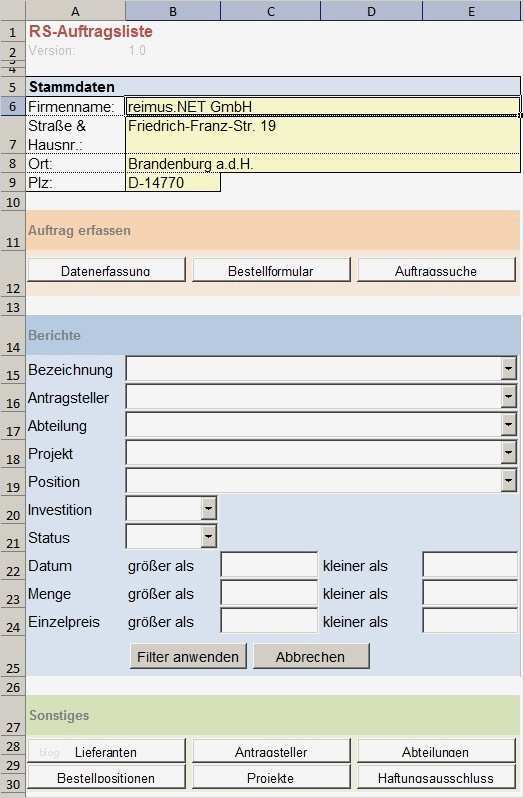 Html Bestellformular Vorlage Erstaunlich Einkaufsverwaltung Verwaltung Von Bestellungen Mit Excel
