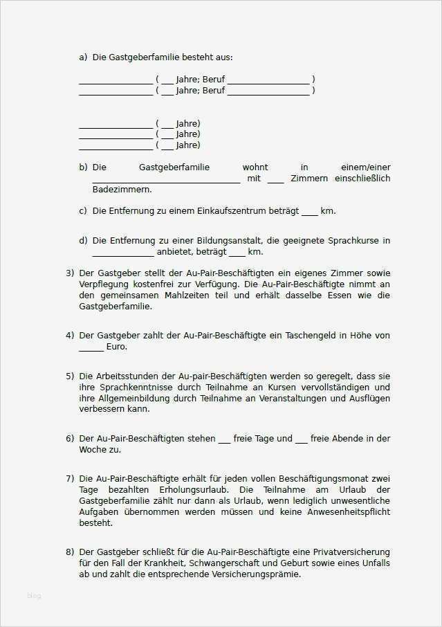 Hundesitter Vertrag Vorlage Genial Au Pair Vertrag Muster Vorlage Hier sofort Zum Download