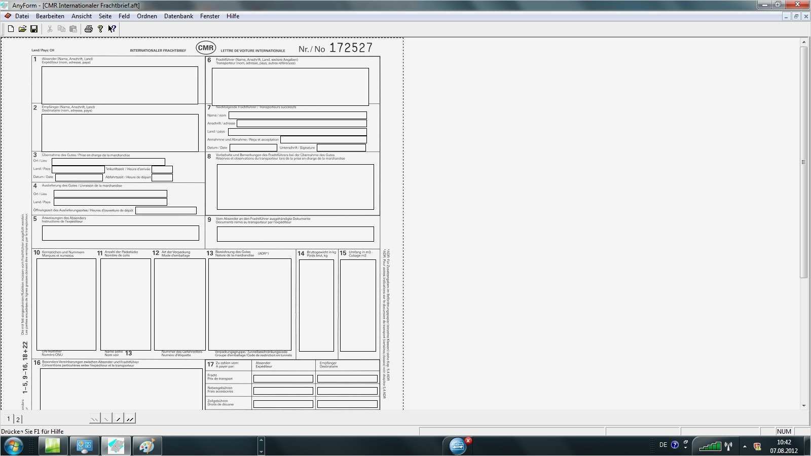 Anyform kostenlose Formularvorlagen für Zollformulare