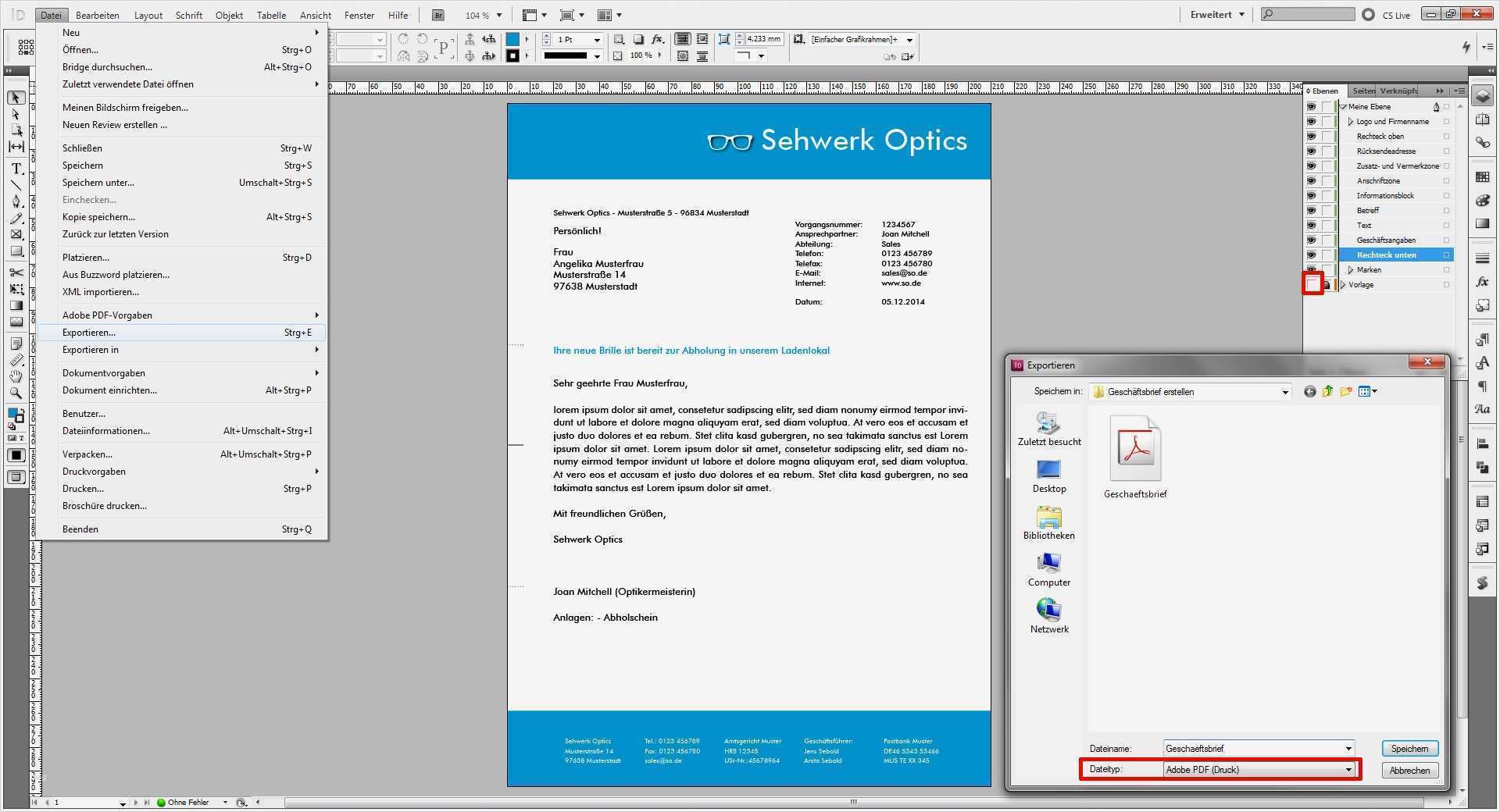 Indesign Vorlage Broschüre Kostenlos Bewundernswert Tutorial Beispiel Für Einen Geschäftsbrief Saxoprint Blog