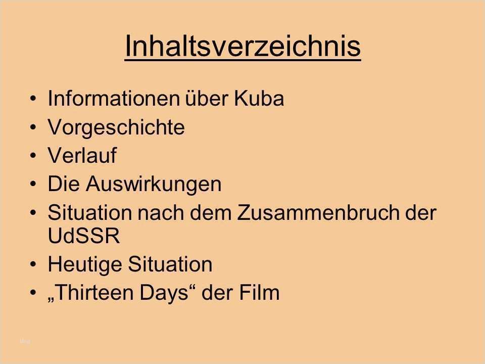 Inhaltsverzeichnis Vorlage Zum Kopieren Neu Inhaltsverzeichnis Informationen über Kuba Vorgeschichte