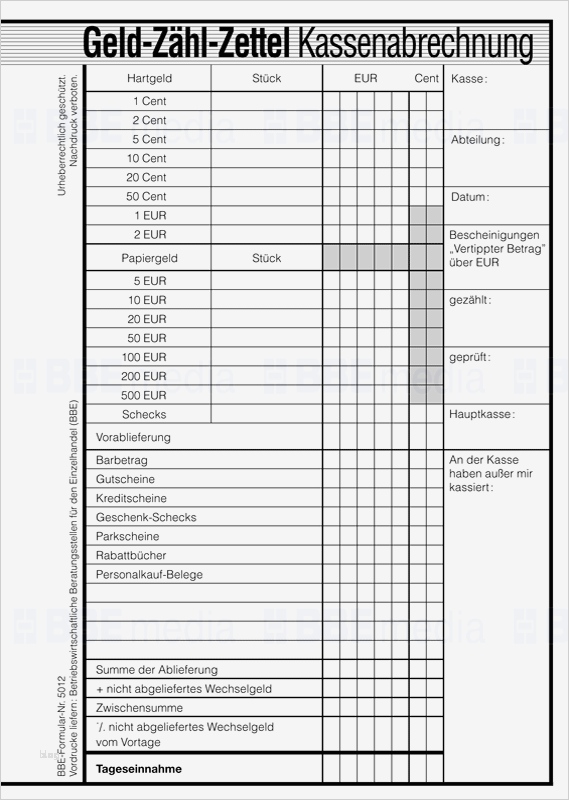 Inventurlisten Vorlagen Kostenlos Excel Schön Geldzähl Zettel