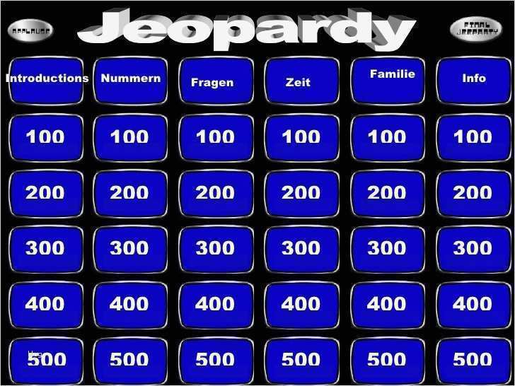 Jeopardy Vorlage Ppt Deutsch Erstaunlich German I 1st 9 Weeks Jeopardy Review