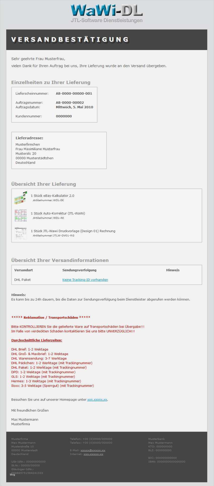 Jtl Wawi Vorlagen Luxus Jtl Wawi Email Vorlage HTML Englisch Design 01