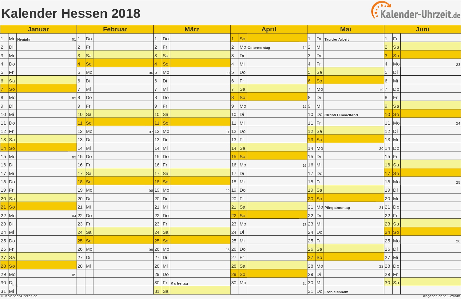Kalender 2018 Vorlage Kostenlos Hübsch Feiertage 2018 Hessen Kalender