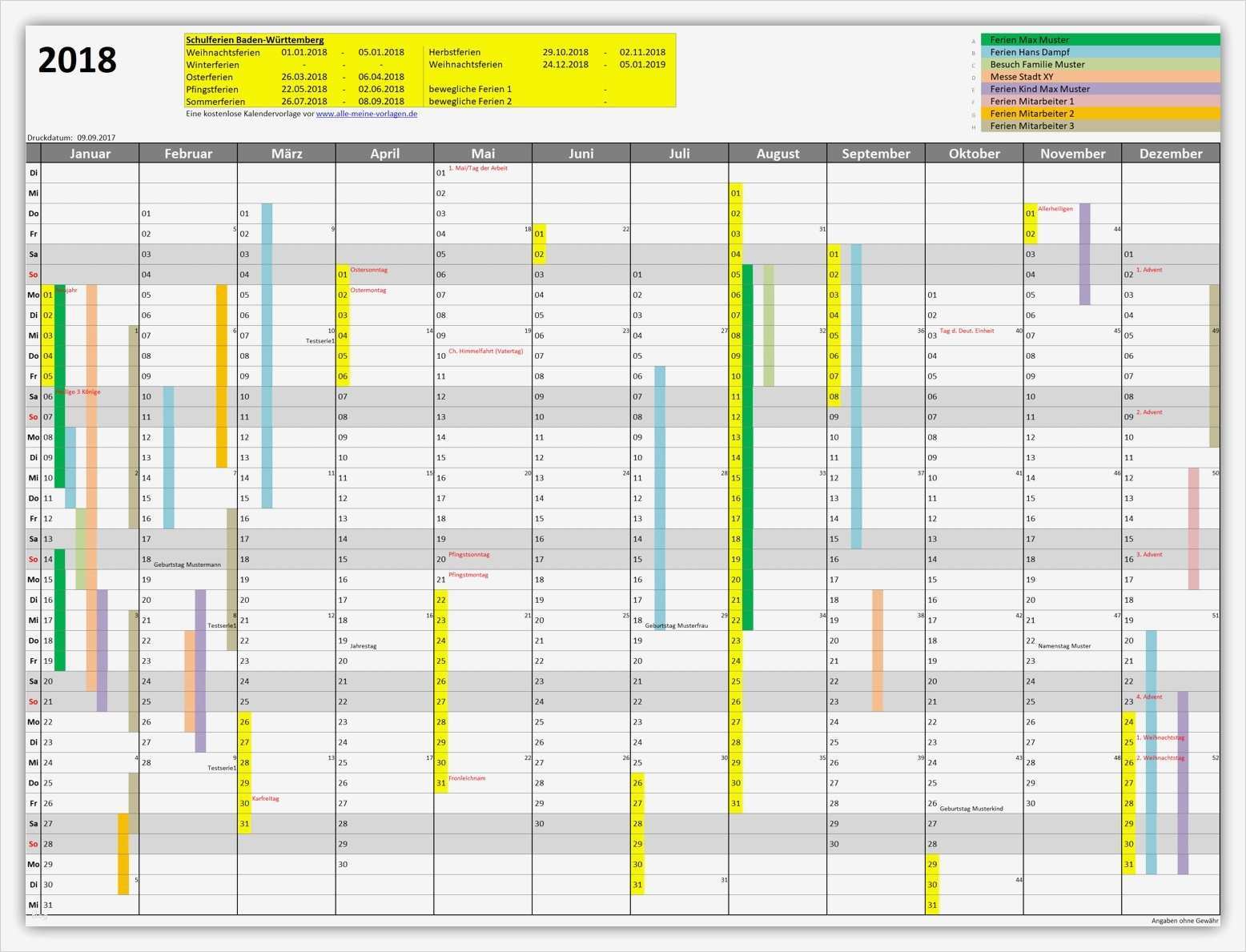 Kalender 2018 Vorlagen Excel Luxus Amv Jahreskalender 2018