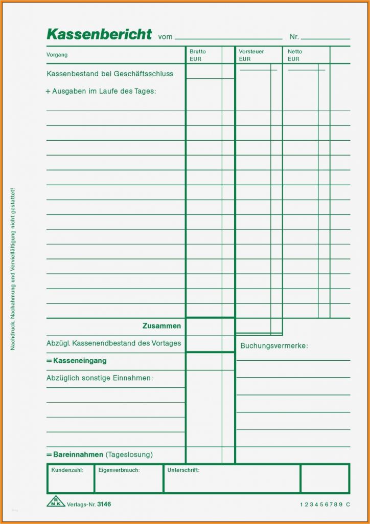 Kassenbuch Vorlage Kostenlos Zum Ausdrucken Gut 5 Muster Kassenbericht