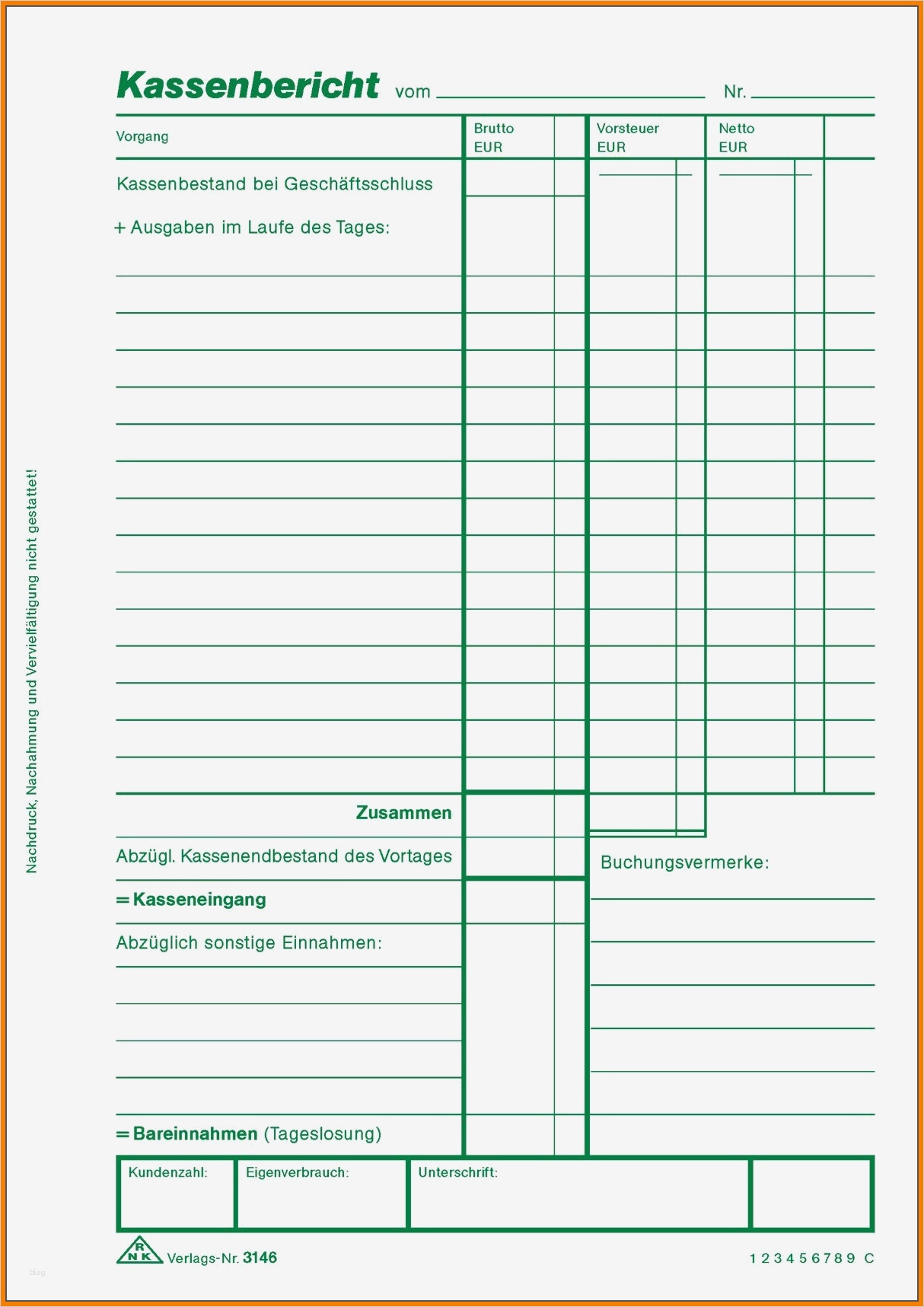 Kassenbuch Vorlage Kostenlos Zum Ausdrucken Gut 5 Muster Kassenbericht