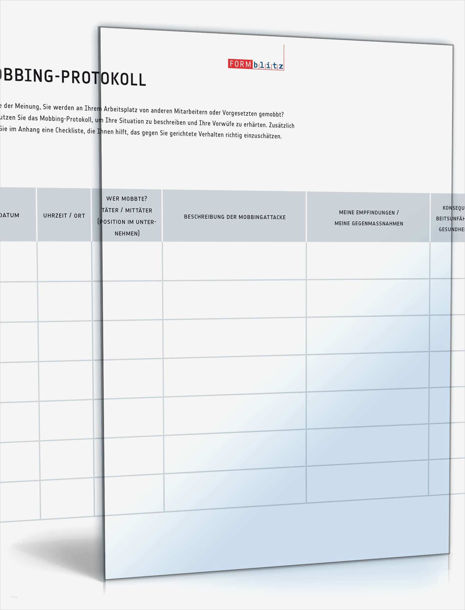 Kassenübergabe Protokoll Vorlage Schönste Mobbing Protokoll Arbeitsplatz Muster Vorlage Zum Download