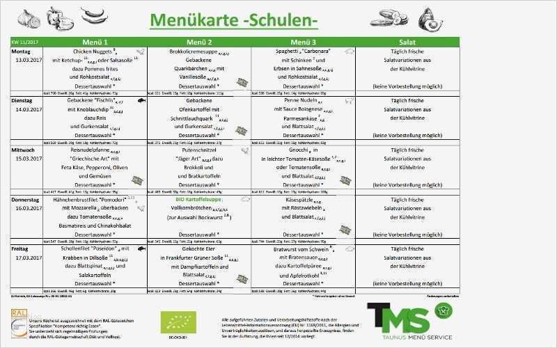 Kennzeichnung Allergene Vorlage Hübsch Aktuelle Speisepläne Für Schulen Betriebsgastronomie Und