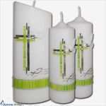 Kerzen Verzieren Mit Wachsplatten Vorlagen Angenehm Moderne Taufkerze In Grün Silber