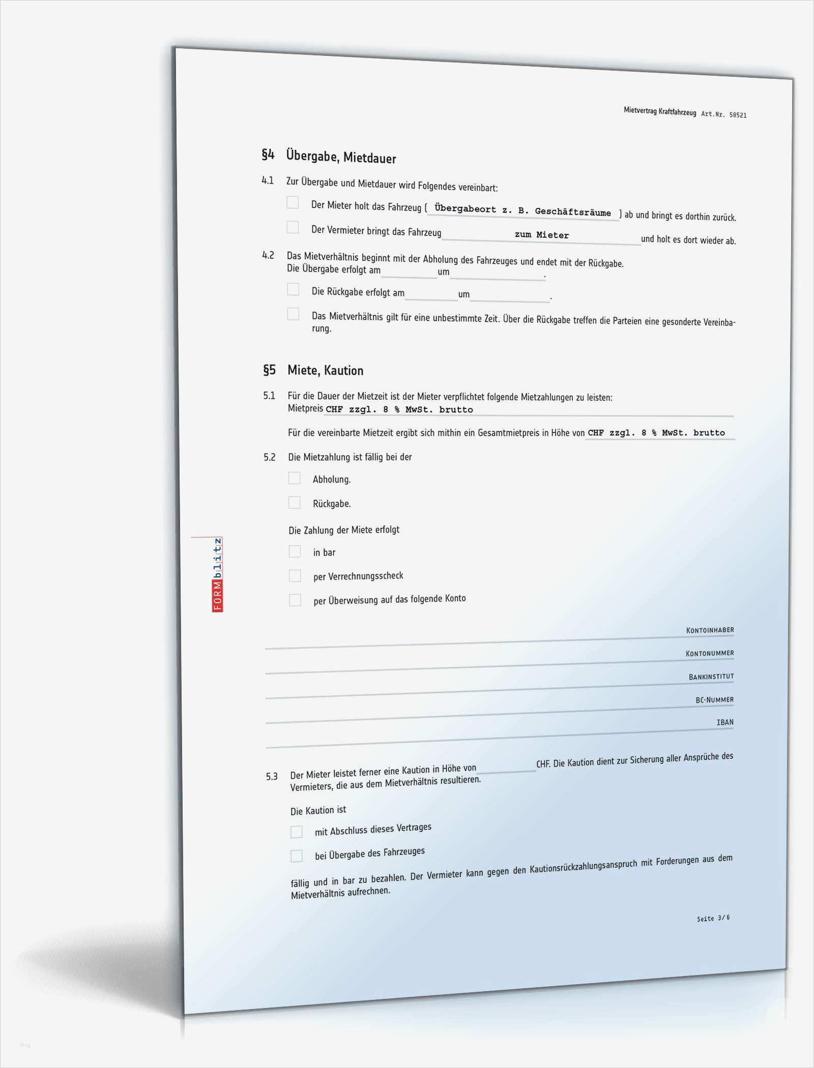 Kfz Mietvertrag Vorlage Fabelhaft Mietvertrag Kraftfahrzeug