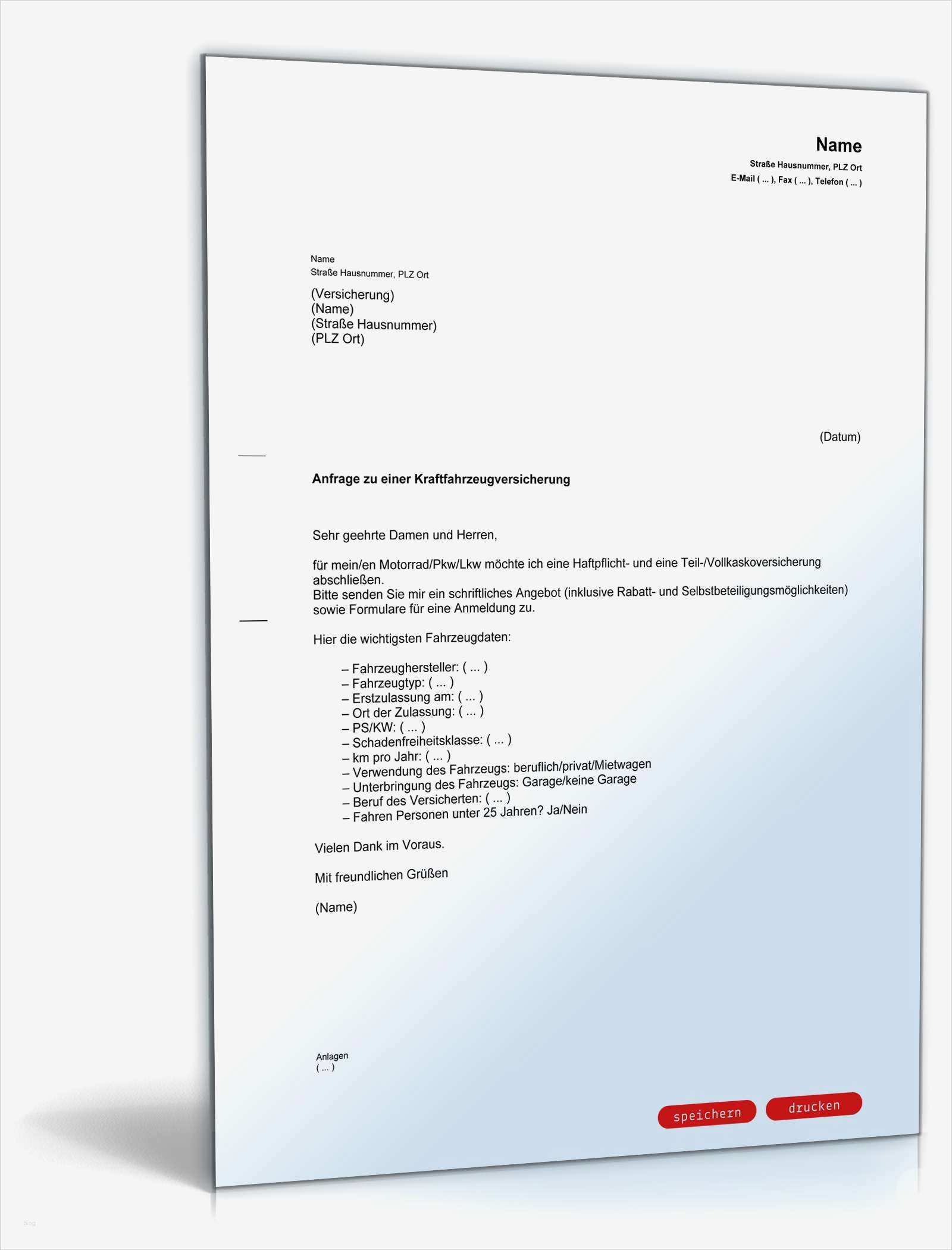 Kfz sonderkündigungsrecht Vorlage Bewundernswert Anfrage Kfz Versicherung